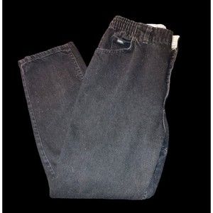 Ladies Vintage Black Lee Jeans Size 16M Button & Zip + Elastic Waistband 5...